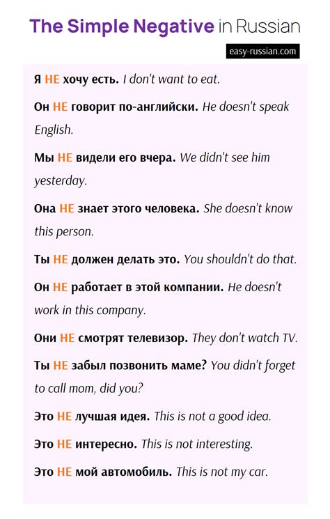 Negative Sentences: Definition, Formation and Examples – Easy Russian