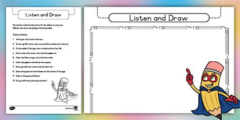 Grade R: Listen and Draw - Pond (teacher made) - Twinkl