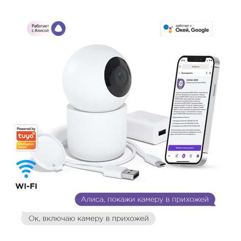 Умная камера Wi-Fi 2К 360 c Яндекс Алисой, Google Assistant, поддержка ...