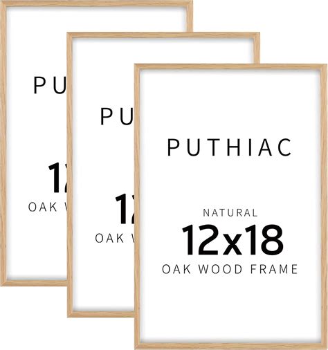 puthiac 12x18 Oak Wood Picture Frame - Minimalist 12x18 Poster Frame ...
