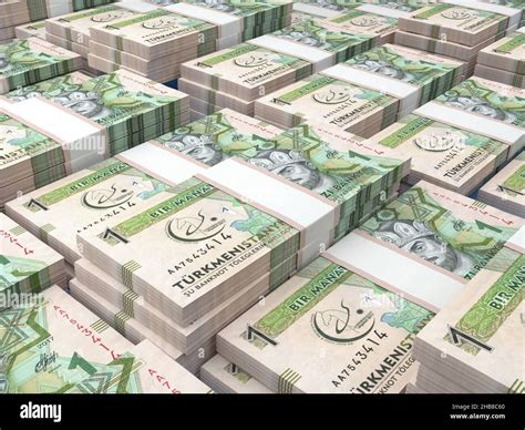 Money of Turkmenistan. Manat bills. TMT banknotes. 1 Turkmen. Business, finance, news background ...