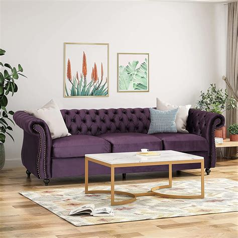 SHUOOFU Elegant Jewel Toned Velvet Sofa with Tufted Design India | Ubuy