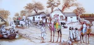 20x40 Camel village painting scenery Tusker Print Fine Art Print ...