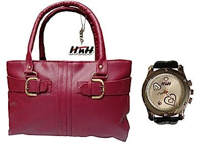 Buy Arc HnH Women HandBag + Watch Combo - Buckle Pink Handbag + Premium ...