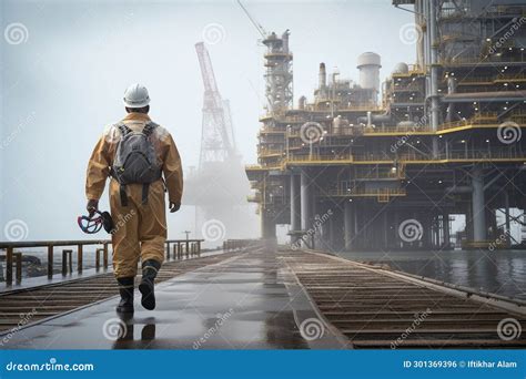 Worker On Top Of An Offshore Wind Turbine Looking Proudly At The Vast ...