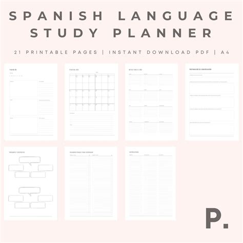 Spanish Language Study Guide - Printable Planner | Workbook | 21 Pages ...