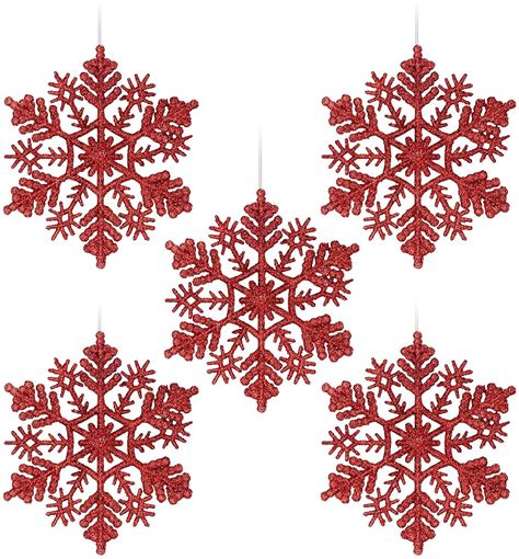 Buy 6 Pcs 4''/10 cm Sparkling Glittered Plastic Snowflake Ornaments for ...