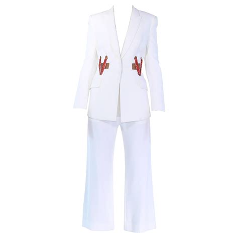 Versace Crystal embellished white silk pant suit Look #36, S/S 2015 ...