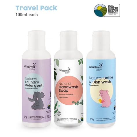 Windmill Baby Natural Cleaning Travel Pack (Bottle Wash 100ml ...