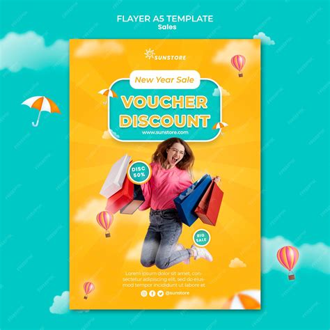 New year sale discount flyer template | Free PSD