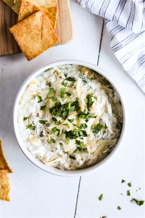 Baked Greek Yogurt Spinach Artichoke Dip - Hannah Magee RD