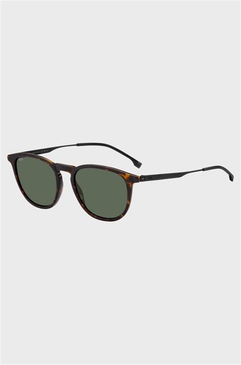 BOSS - Havana-acetate sunglasses with steel temples - Brown