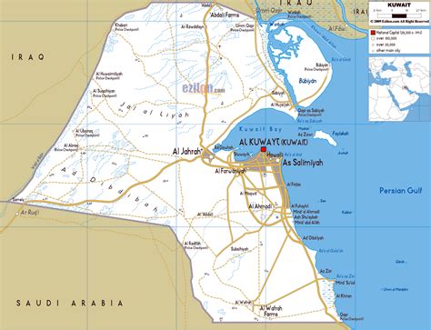 Large road map of Kuwait with cities and airports | Kuwait | Asia ...