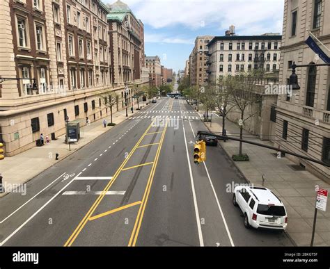 New York, USA, May 2020, Overview of Amsterdam Avenue seen from ...