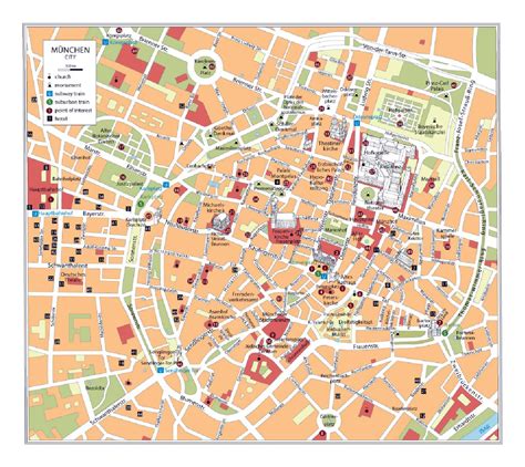 Detailed tourist map of downtown of Munich city | Munich | Germany ...