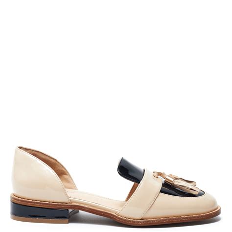 CECELIA NEW YORK - LINEAR - LOAFER - NUDE AND BLACK PATENT – Cecelia New York