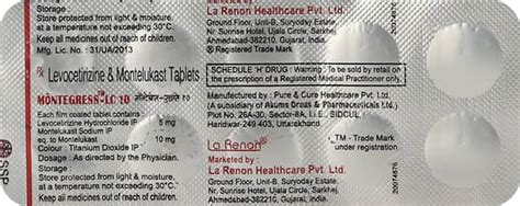 Montegress Lc 10mg Strip Of 10 Tablets: Uses, Side Effects, Price ...