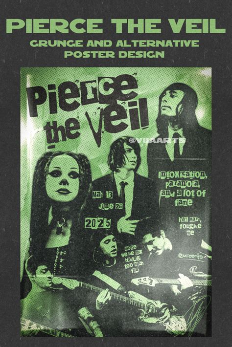 Grunge Pierce the Veil Poster | Digital Download | Emo Band Wall Art ...