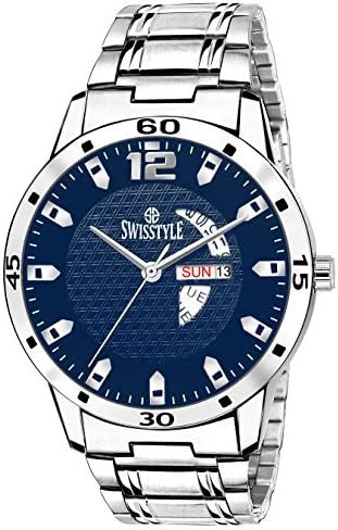 SWISSTYLE Analogue Men's Stainless Steel Watch (Black Dial Silver ...