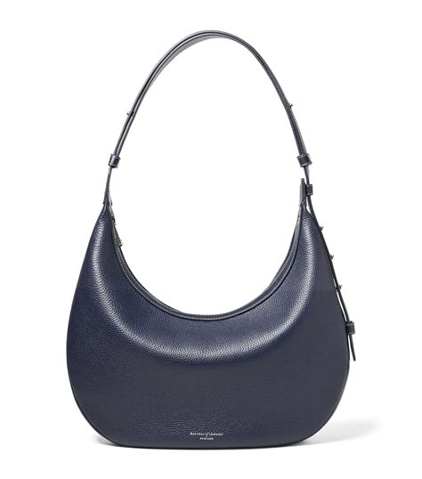 Aspinal Of London Leather Hudson Crescent Cross-body Bag In Navy | ModeSens