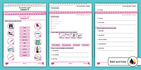ELL Curriculum: Level 1, Lesson 4 Worksheet