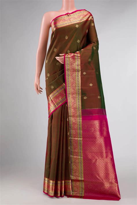 Mehandi Green Dual Tone Kanchipuram Silk Saree – Nalli Silk Sarees Pvt Ltd