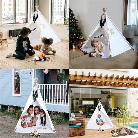 Kids Teepee Tent – Indoor Outdoor Foldable Pop Up Cotton Canvas Play ...