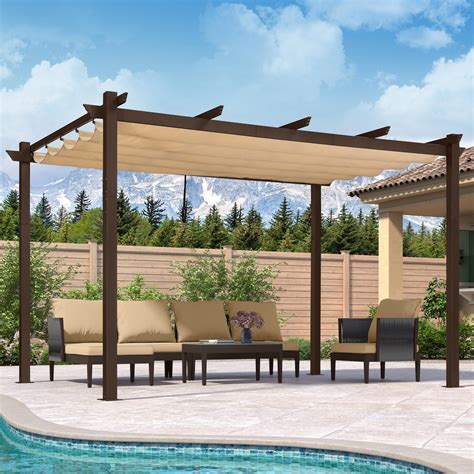 Amazon.com: PURPLE LEAF 10' x 13' Outdoor Retractable Pergola with ...