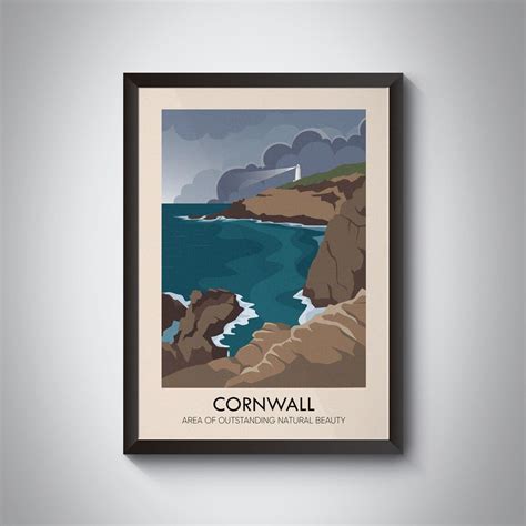 DOPAPRINT Cornwall Aonb Travel Poster, Cornwall, Uk, Trevose Head ...
