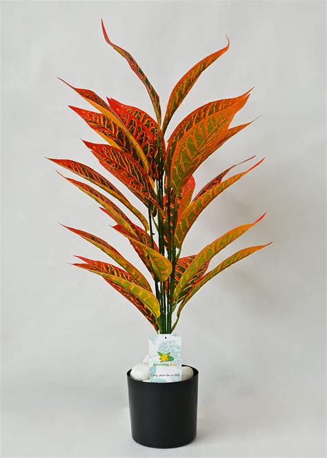 Buy Blooming Floret Artificial Red Iceton Croton Plant | Big Ornamental ...