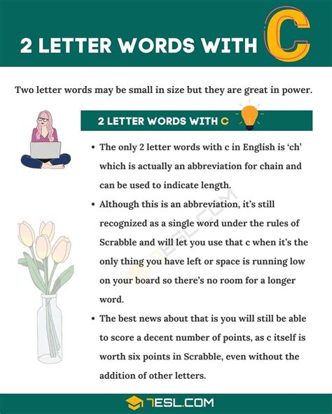 2 Letter Words with C in English • 7ESL | 2 letter words, Two letter ...