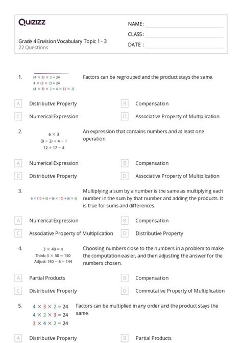 50+ Associative Property of Multiplication worksheets for 4th Class on ...