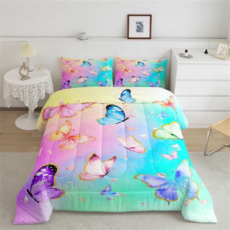 Amazon.com: Erosebridal Watercolor Butterflies Bedding Set Girls Room ...