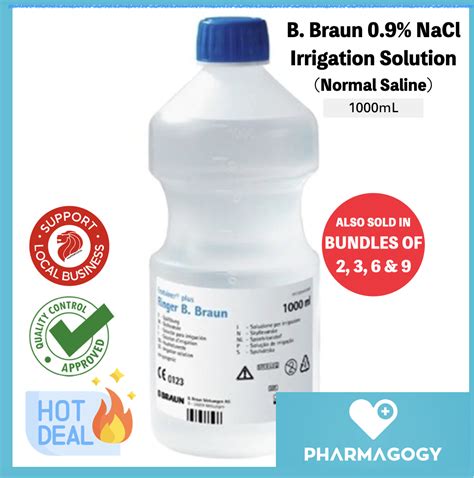 B. Braun 0.9% NaCl Irrigation Solution (Normal Saline) 1000mL, B Braun Sterile Sodium Chloride ...