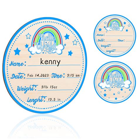 Wooden Baby Announcement Sign Hello World Newborn Sign Birth ...