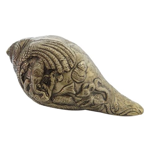 Buy Hand carved Brass Metal Conch Shell Home Decor Ganesha Design ...