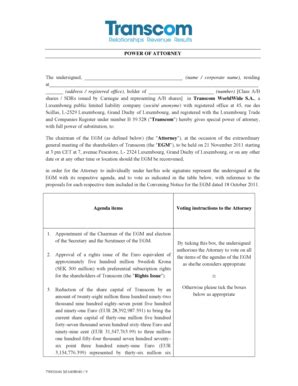 Fillable Online BPOWER OF ATTORNEYb The undersigned name bb - Transcom ...