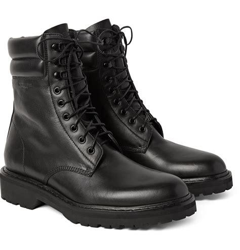 Saint Laurent Leather Combat Boots in Black for Men - Lyst