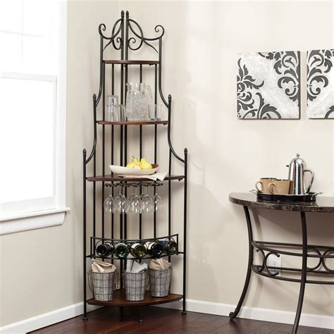 Corner Bakers Rack With Cabinet | Interior Design