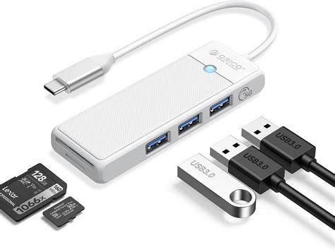 USB C Hub, ORICO USB Hub with SD/TF Card Reader, 3 USB 3.0 Ports,USB ...
