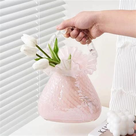 Amazon.com: WLGRANJIA Purse Vase for Flowers (Handmade), Glass Bag Vase ...
