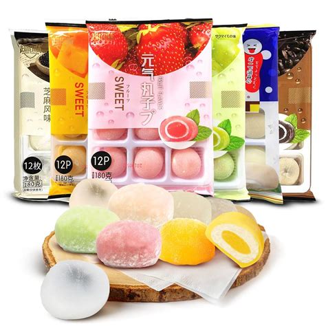 Amazon.com: Japanese Mochi 38 oz(6 Pack) 6 Flavors Mix Dango Rice Cake Daifuku Candy Bits ...