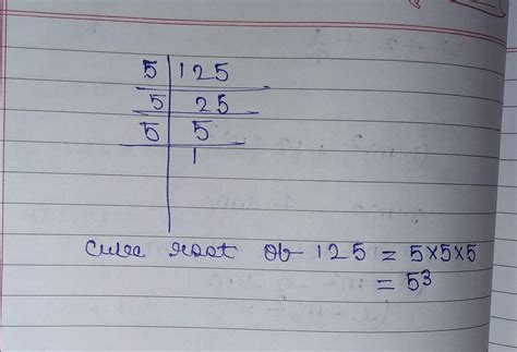 find the cube root of 125 number by prime factorization method - Brainly.in