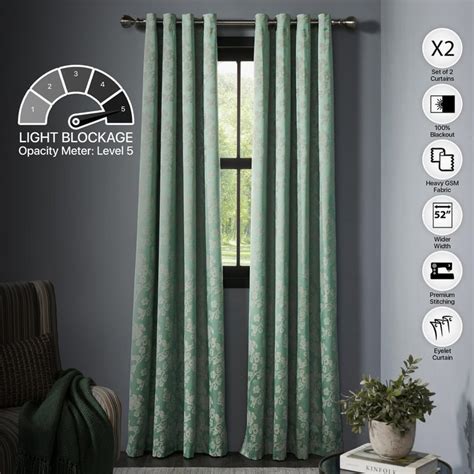 Buy DECO WINDOW Horticulture Green Set of 2 Blackout Door Curtains from ...