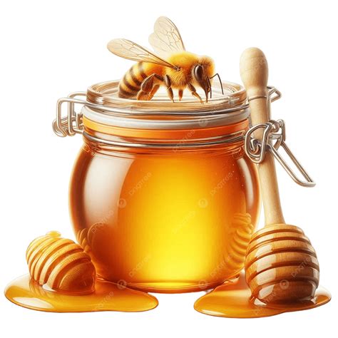 Miel Recién Cosechada En Un Frasco Rodeado De Abejas PNG ,dibujos Miel Cosechada, Tarro De Miel ...