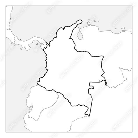 Map of Colombia black thick outline highlighted with neighbor countries 이미지 (1226817466) 일러스트 ...