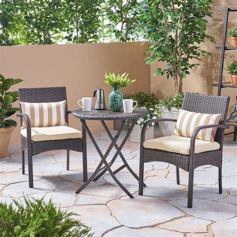 Hayden Outdoor 3-pc. Folding Wicker Bistro Set by Christopher Knight ...