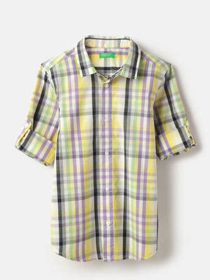 Buy United Colors of Benetton Yellow Regular Fit Spread Collar ...