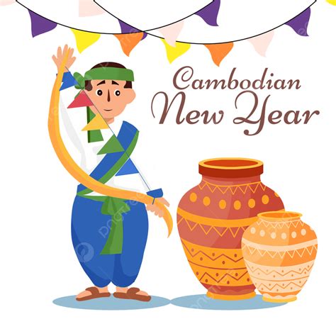 Cambodian New Year PNG Transparent, Cambodian New Year Figures Holding ...