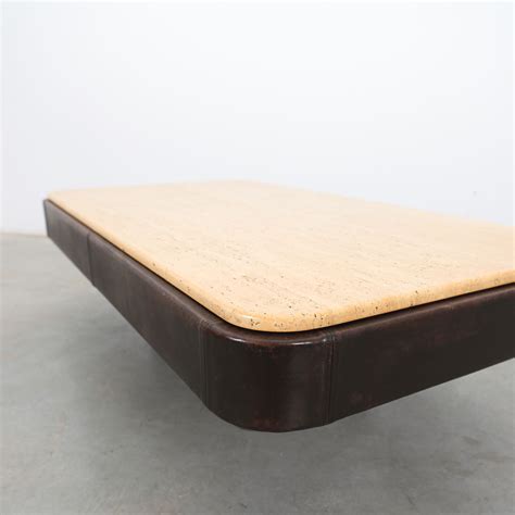 De Sede Table DS 47 Table Leather Travertine Stone, circa 1970 – DERIVE